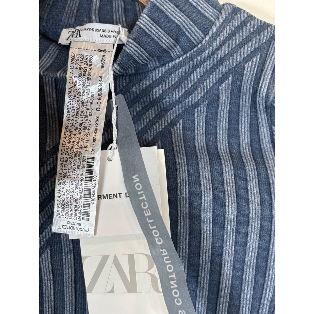 Zara Asymmetrical Blue Striped Bodysuit Size XS- S - Picture 4 of 4